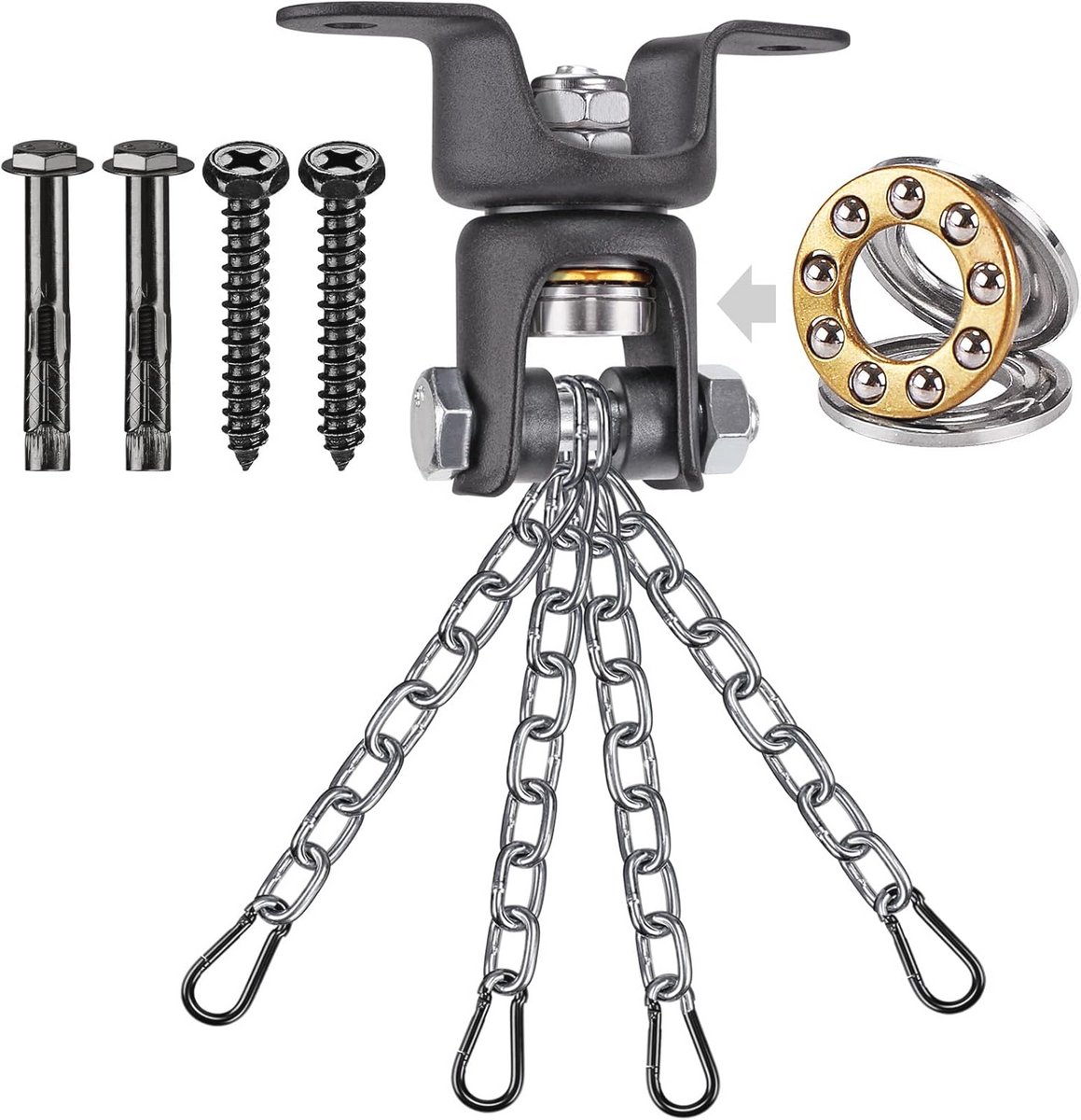 Heavy Duty Hangmat Stoel Haak met 360 Draaibare Bokszak Beugel en Kettingen