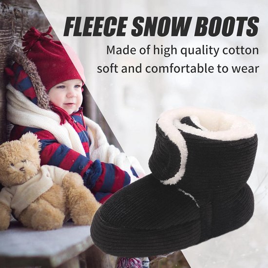 Fleece Babybooties voor Nieuweborn, Warme en Antislip Zolen voor Winter, Verstelbare Skoen voor Kruipende Baby's van 0-18 Maanden — afbeelding 4