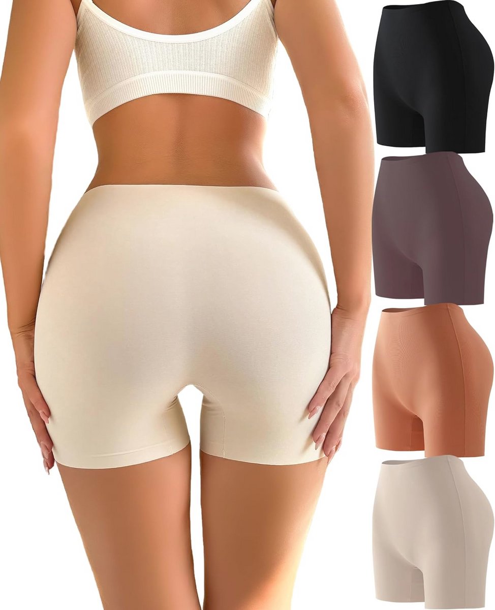 Set van 4 naadloze boxershorts voor dames - Hoge taille, comfortabel en stijlvol ondergoed - Multipack S-XL