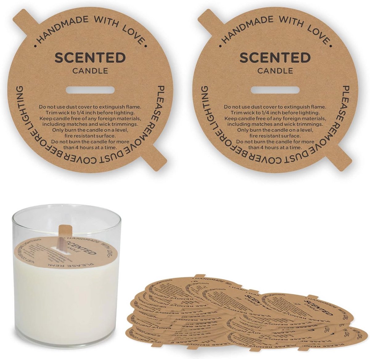 Candle Dust Covers 160 Stuks - Kraft Papier Kaars Decoratie Lids met Trekstrip voor Kaarsen Maken