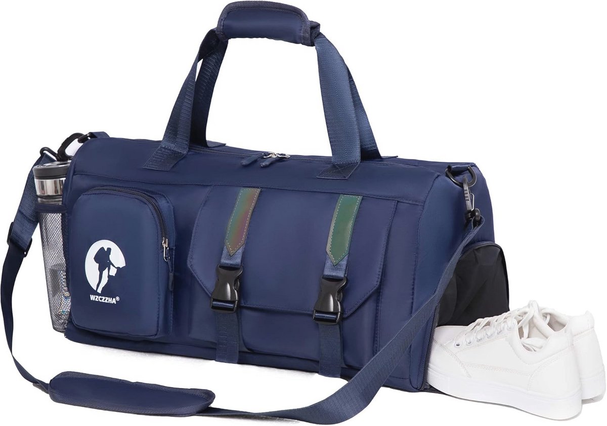 Kleine sporttas voor dames en heren - Gymtas met compartiment in blauw