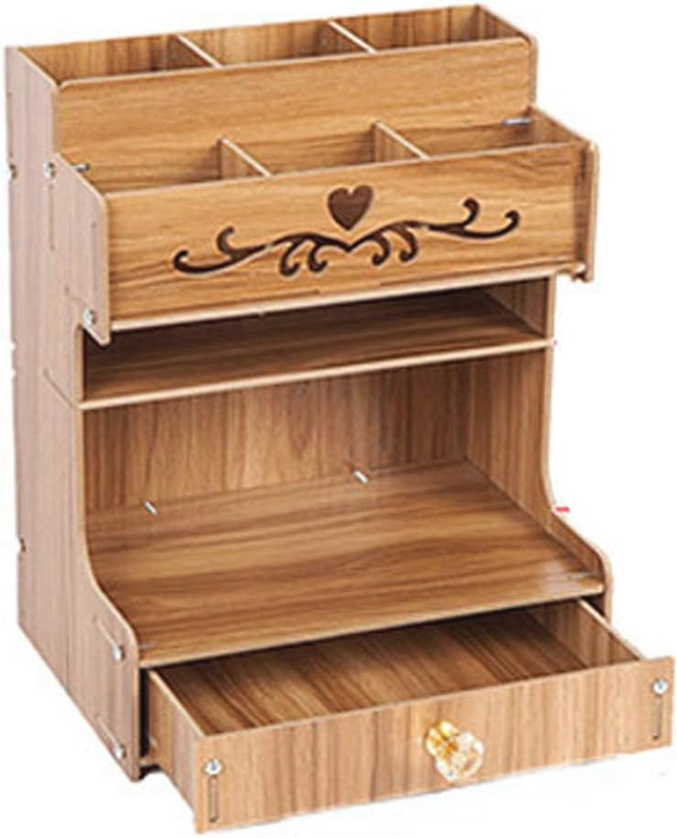 Houten multifunctionele bureauorganizer met grote capaciteit