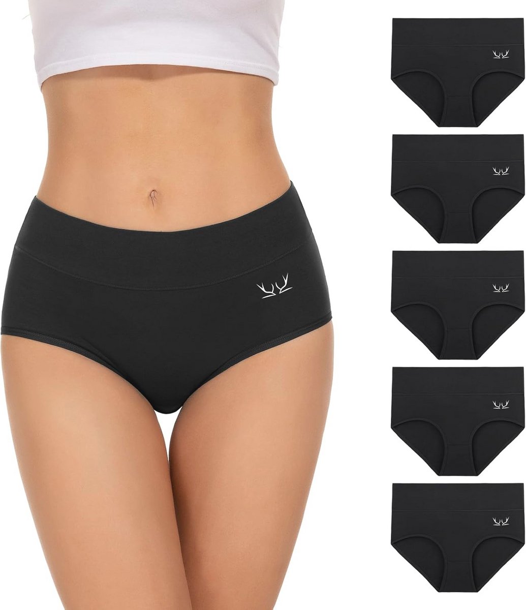 Dames Onderbroeken Set van 5 - Zacht Katoen, Hoge Taille, Ademend en Sexy Hipster Slips