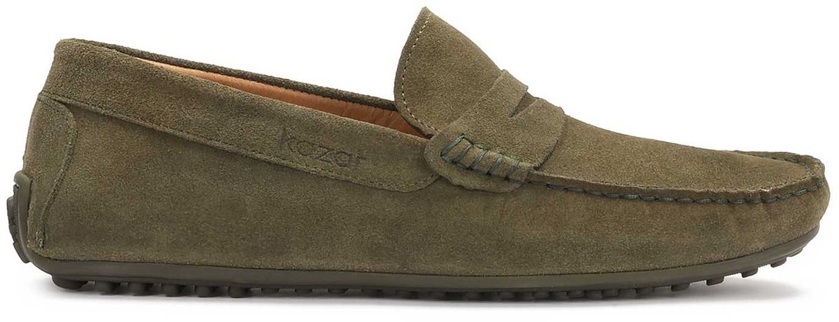 Men's slip-on moccasins in khaki color