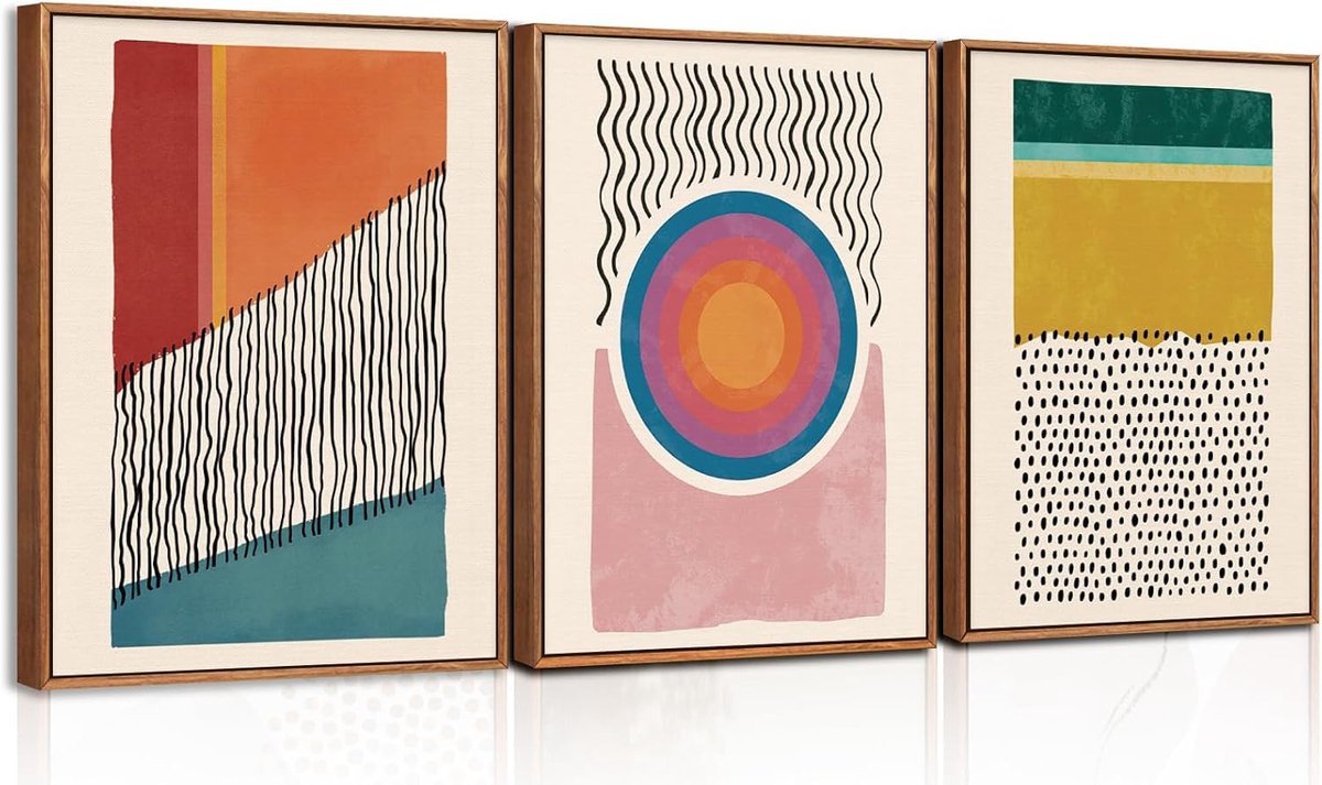 Unyqoos Stijlvolle 3-delige kunstset in boho stijl voor woonkamer en slaapkamer