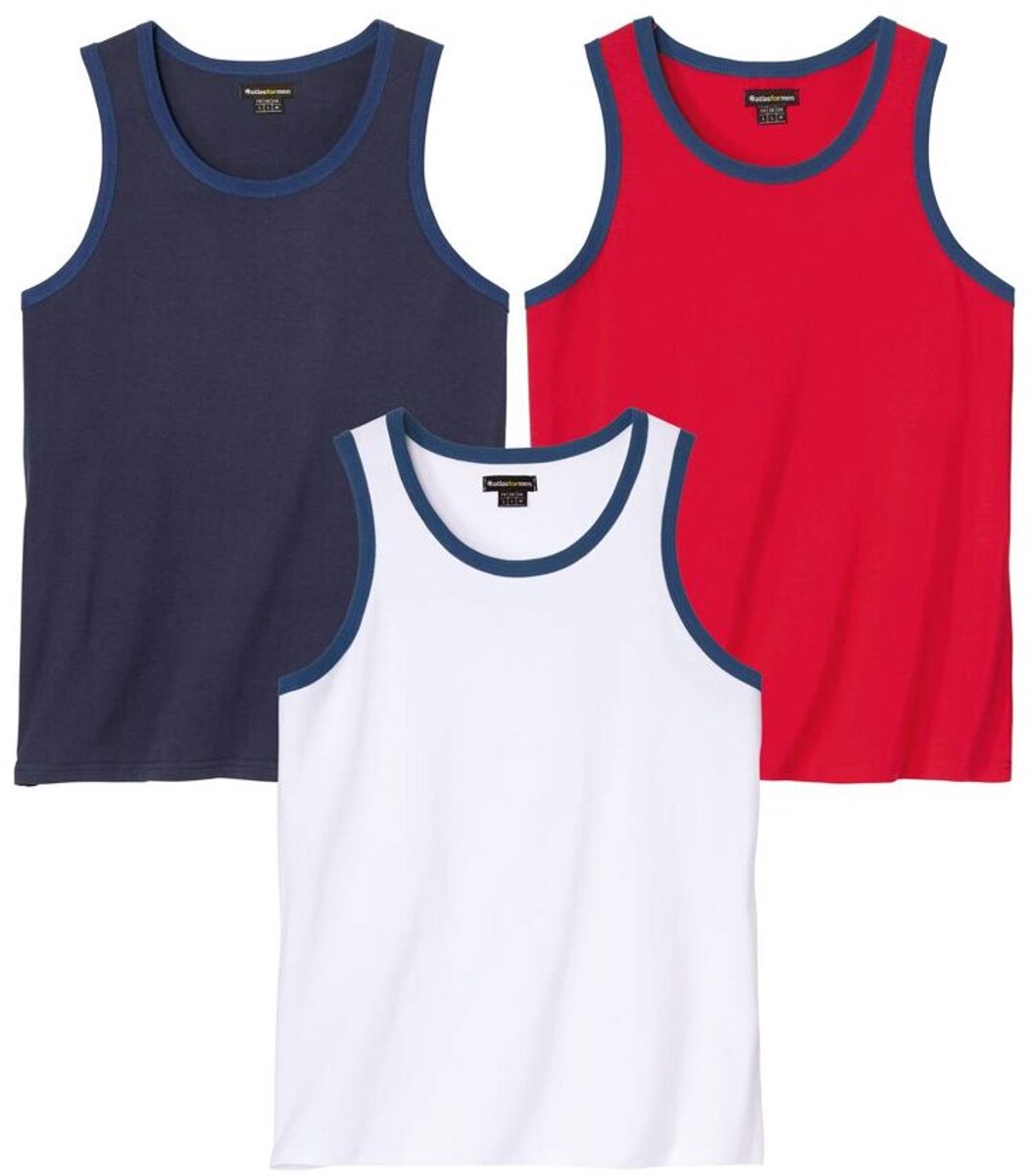 ATLAS FOR MEN - Set van 3 tanktops Beach Sport - Heren - Verkrijgbaar in grote maten - L