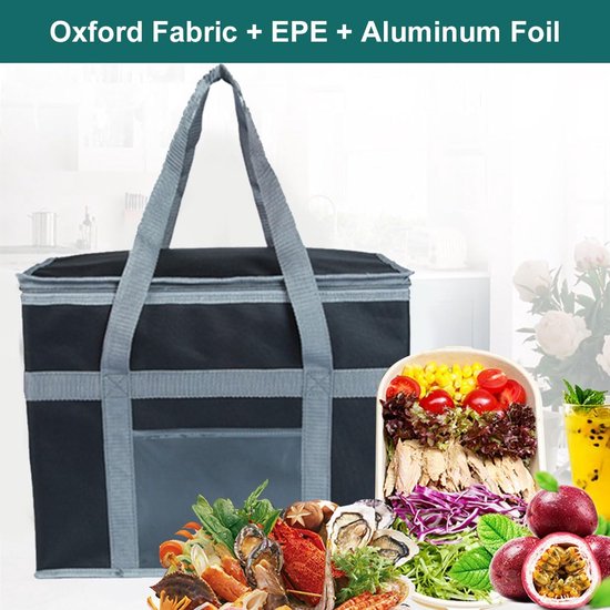 Vouwbare Koeltas 41 x 26 x 33 cm - Grote Isolatie Mand - Koelmand Thermische Tas Picknicktas Waterdicht Lichtgrijs — afbeelding 3