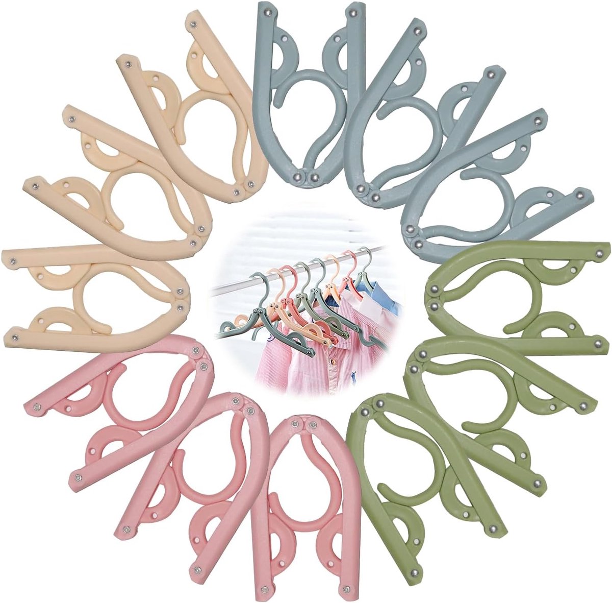 Opvouwbare Reis-Kleerhangers - 12 Stuks Multifunctionele Reisaccessoires