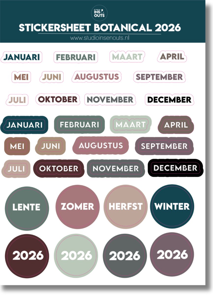 Stickervel Maanden 2026 | Botanical