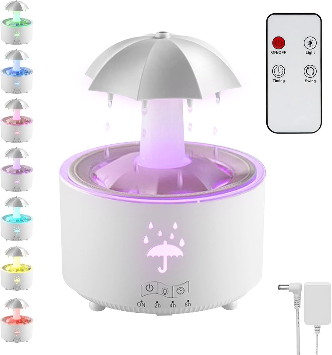 Humidifier met Licht - Paddenstoel Diffuser Lamp met Afstandsbediening en Timer - 350ml