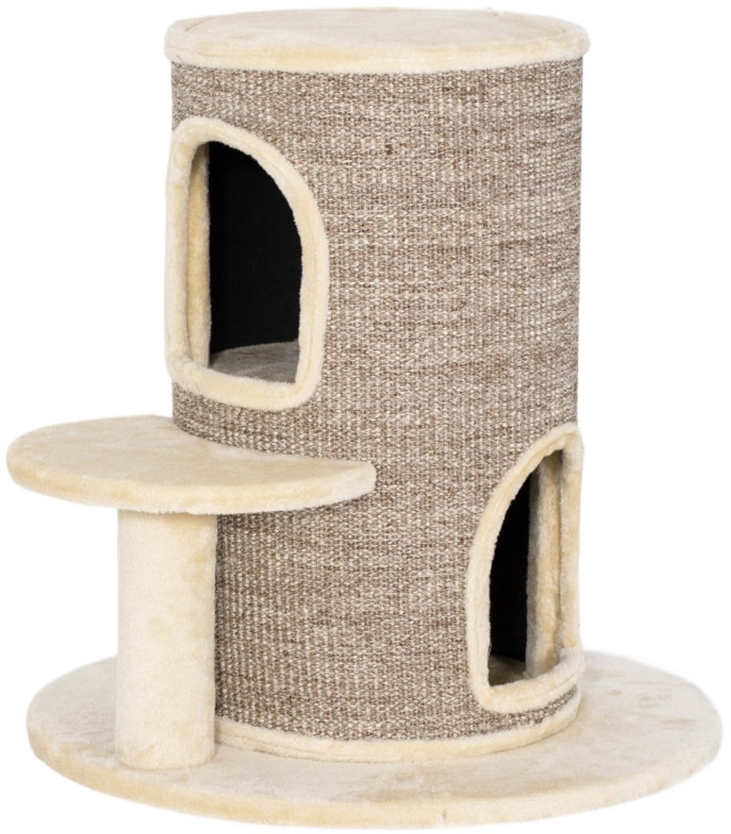 Merax Kratzton – 2 Lagen – Krabmat – Platform – Speeltoren voor Katten – Beige – 60 x 60 x 61 cm