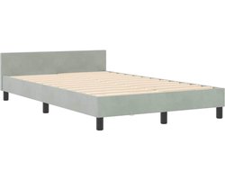 Tweepersoonsbed | Dubbelbed | Volwassenenbed | Bedframe met hoofdeinde Lichtgrijs 120 x 200 cm Fluweel