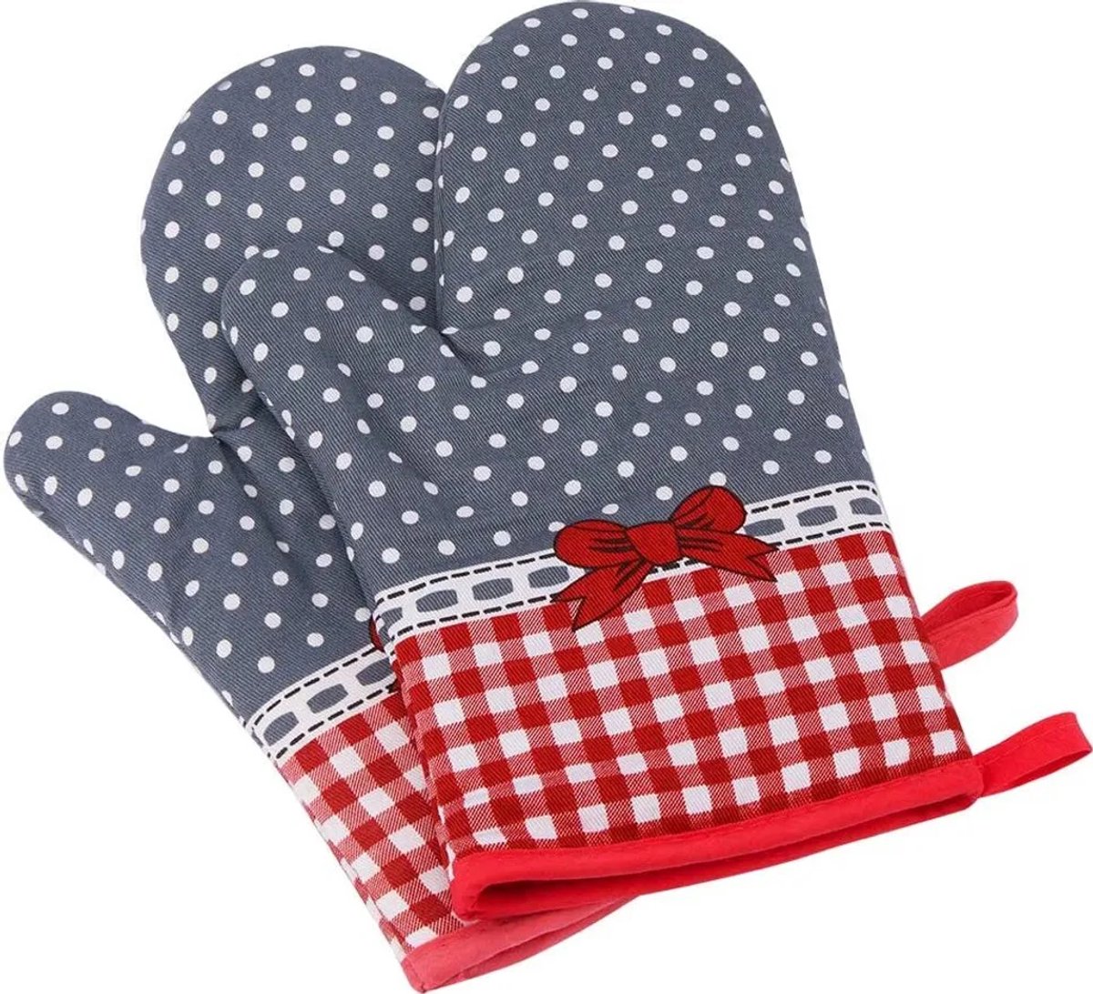 Twee-pack ovenwanten, hittebestendige wanten, hittebestendige matten, hittebestendige en antislip grillwanten, polyester-katoenen bakwanten, Geschikt voor koken, bakken en grillen.