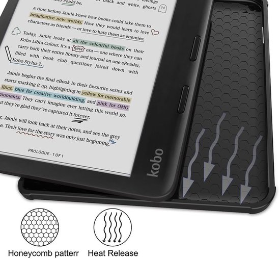 Just in Case hoes geschikt voor Kobo Libra Colour / Tolino Vision Color - E-reader Folio Hoes - Zwart van Just in Case — afbeelding 3
