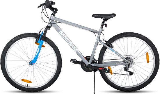 BAMCBASE Agave Voorvering Mountainbike - 26 inch - Carbonstalen Frame - 18 Versnellingen - Handrem - V-Brake - Spatborden - Grijs van Bamcbase — afbeelding 2