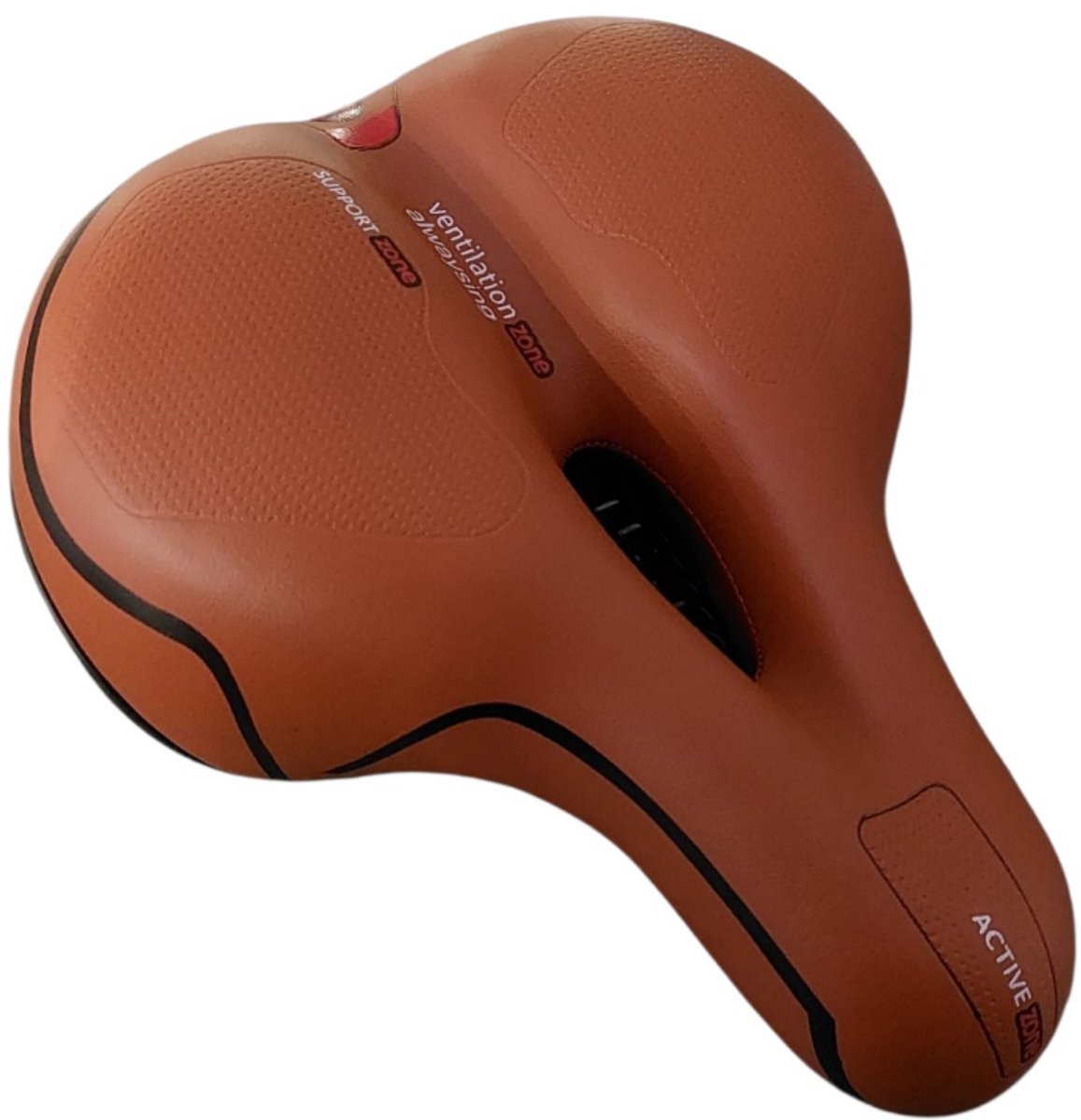 Rieba® Fietszadel - Zadel Fiets Ergonomisch - Met Gelpads - Tegen Zadelpijn - Met Ventilatie - Inclusief Zadelstrop - Extra Comfortabel - Vering - Met Reflectiestreep Extra Veilig - Schokdemping - Unisex - Bruin