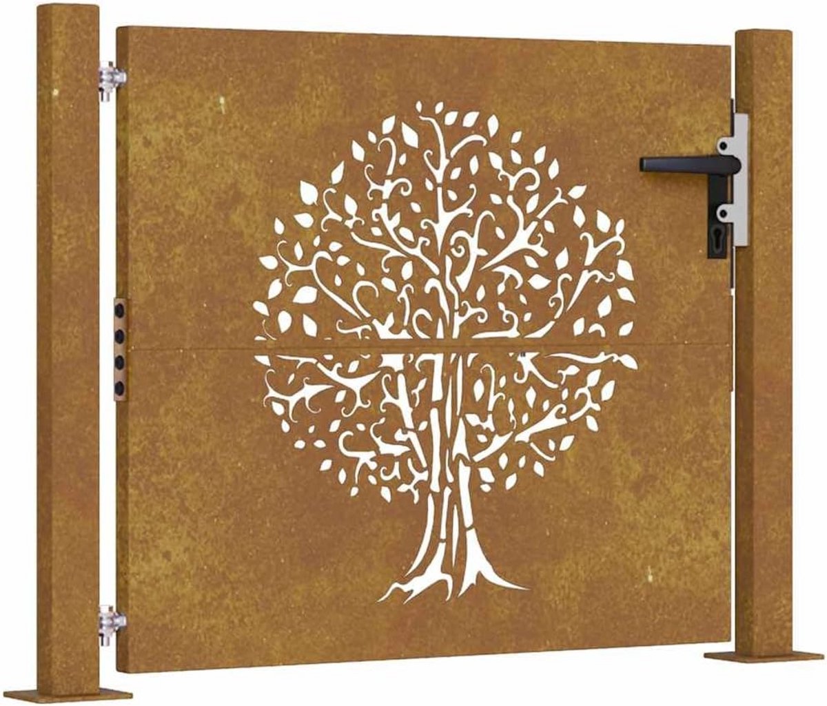 Tuindeur 105x80cm met Boomdesign | Cortenstaal Uitstraling