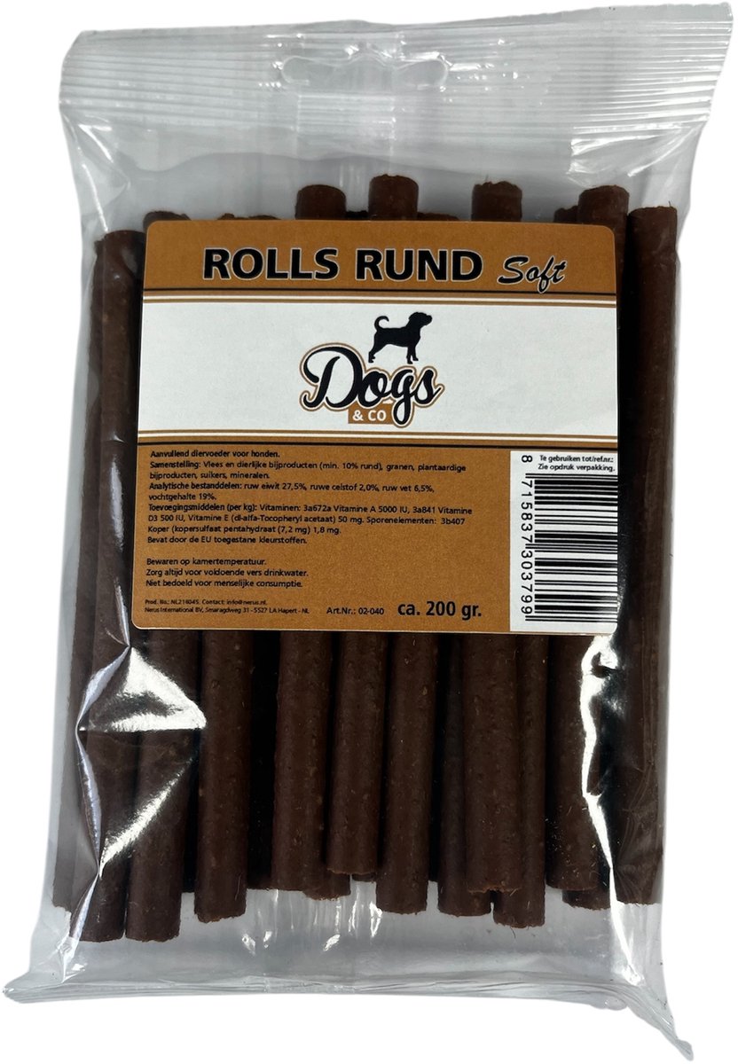 Dogs&Co Snack Rolls Rund 200gram - Hondensnack verpakking