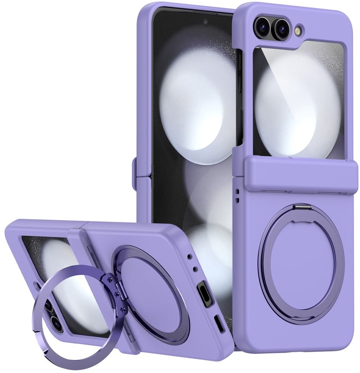 Lunso Geschikt voor Samsung Galaxy Z Flip 7 backcover hoesje met magnetisch-ring - Lila