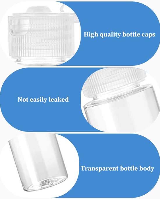 IMPERATORIS® Reisflesjes Set met flipdop - Navulbare Flesjes - Voor Shampoo en Lotion - Kunststof - Set van 12 - 15 ml - Transparant van imperatoris — afbeelding 4