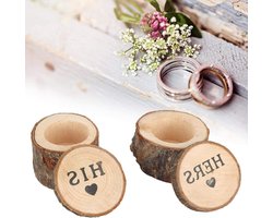 VirtuBuy - Houten Ringdoos - Gepersonaliseerd - Hout - Trouwendoos - Massief - Sieradendoos - Rustiek - Uniek - Ronde vorm - Geschikt voor trouwringen - Natuurlijke houtkleur