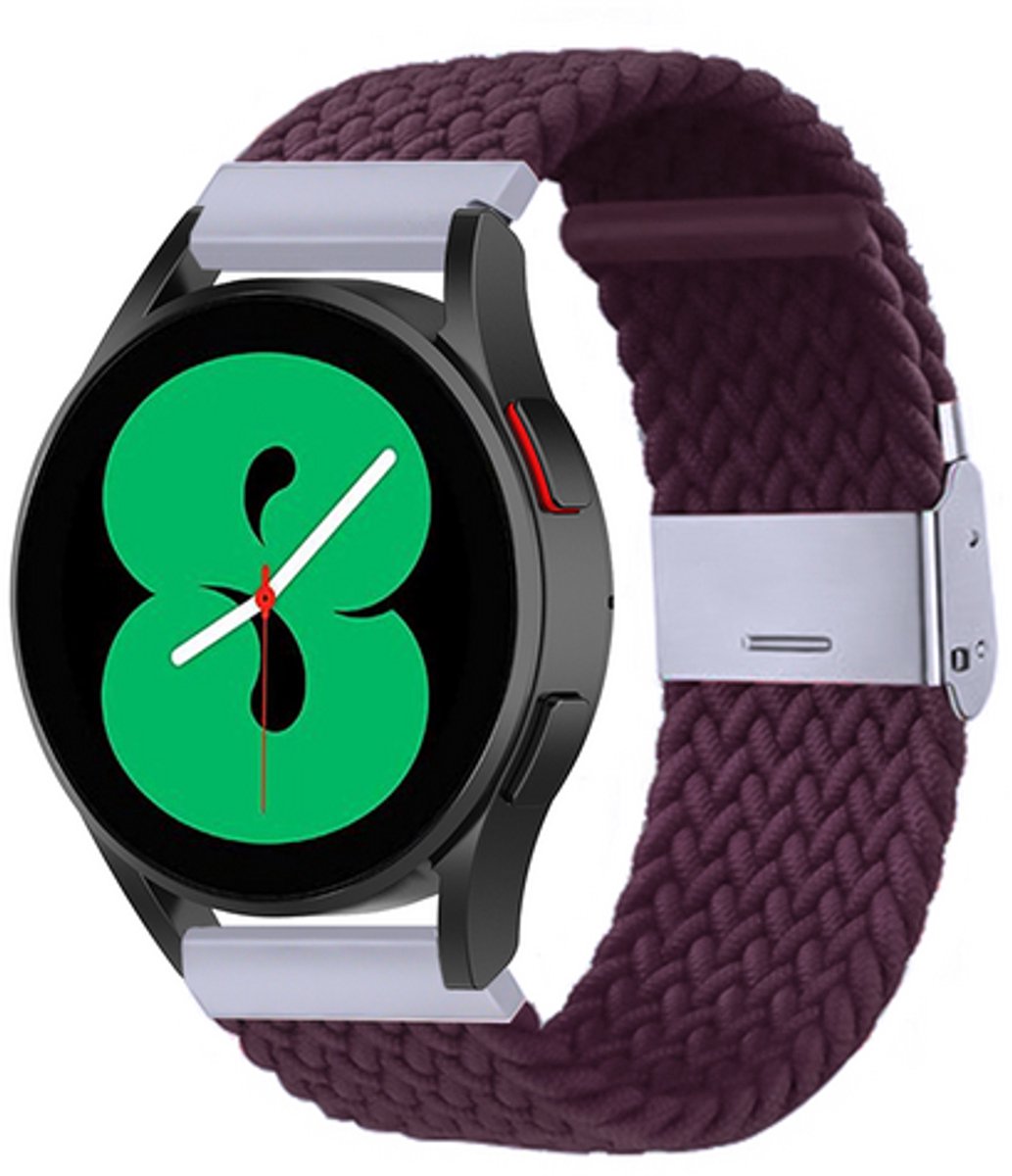 By Qubix - geschikt voor Huawei Watch 5 - 42mm - Braided nylon bandje - Donkerpaars