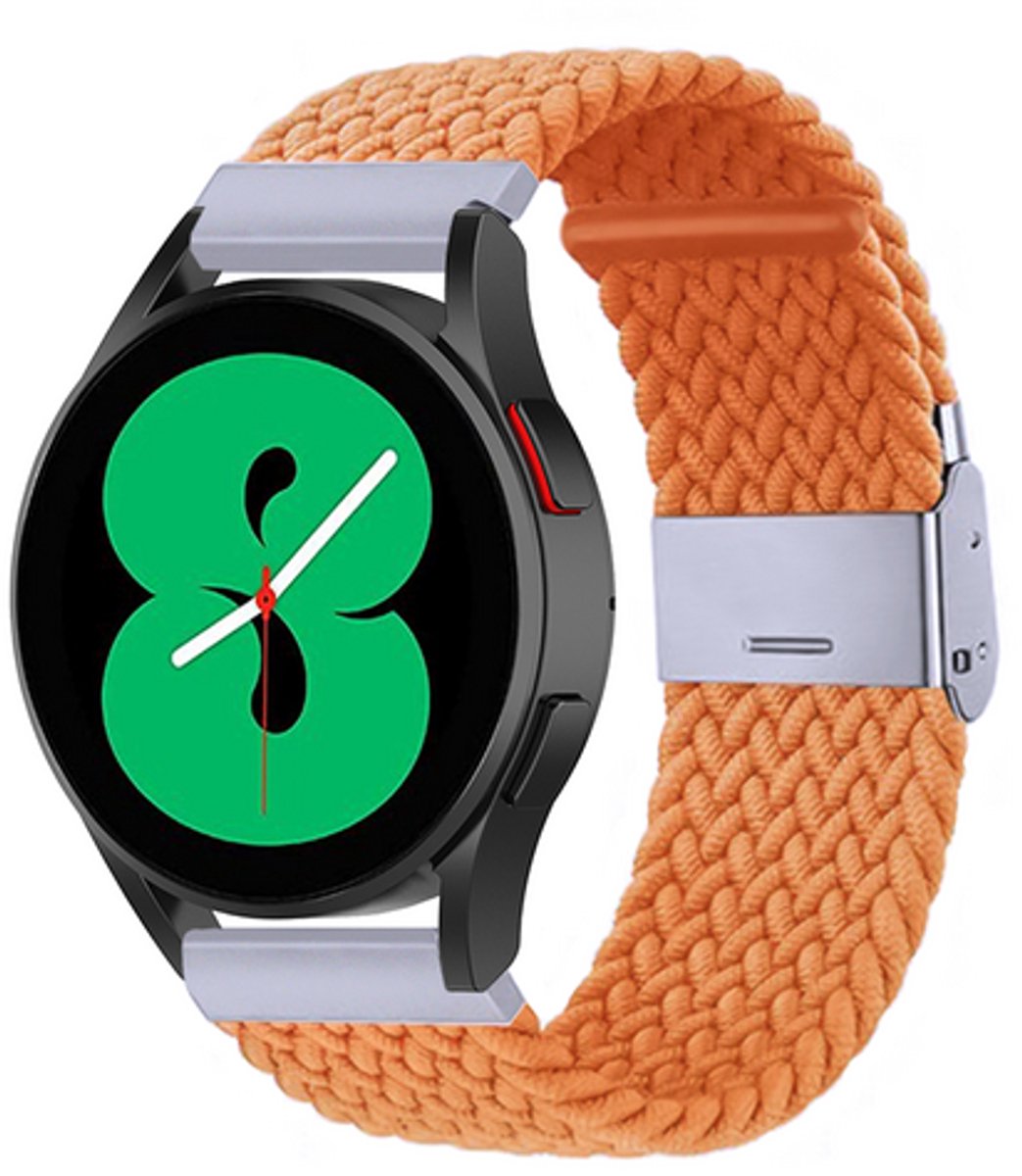 By Qubix - geschikt voor Huawei Watch 5 - 42mm - Braided nylon bandje - Oranje