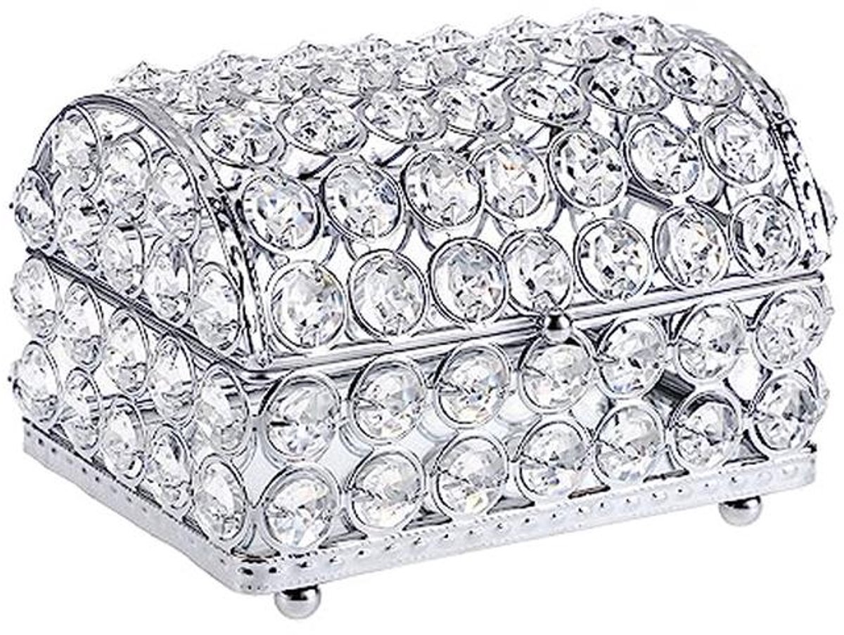 Elegante Kristallen Sieradendoos | Schatkist Stijl Trinket Organizer voor Oorbellen en Ringen | Decoratieve Doos met Deksel | Geschenkidee voor Verjaardag en Bruiloft