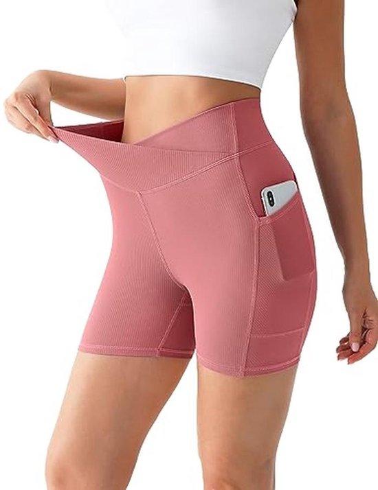 Hoge Taille Sportshorts Dames met Zakken voor Yoga en Hardlopen — afbeelding 3