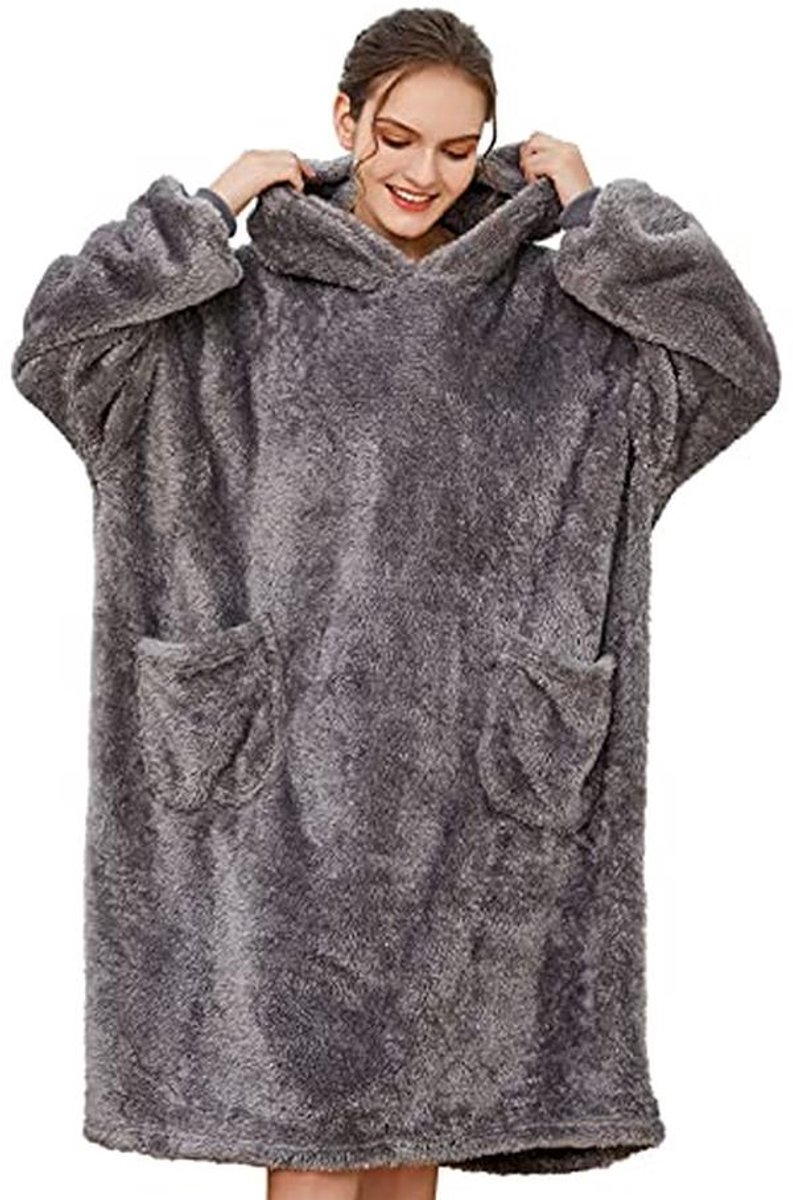 Oversized Sherpa Deken Hoodie voor Volwassenen en Kinderen - Superzacht en Comfortabel