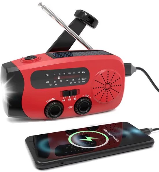 Fafeicy Hand Crank Solar Flashlight Emergency Radio met Fafeicy Hand Crank Solar Flashlight Emergency Radio met