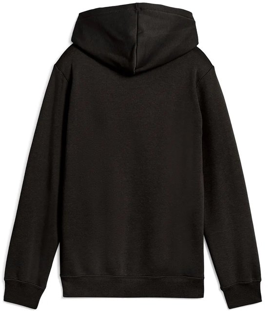 Zwarte hoodie met capuchon, van de achterkant gezien.