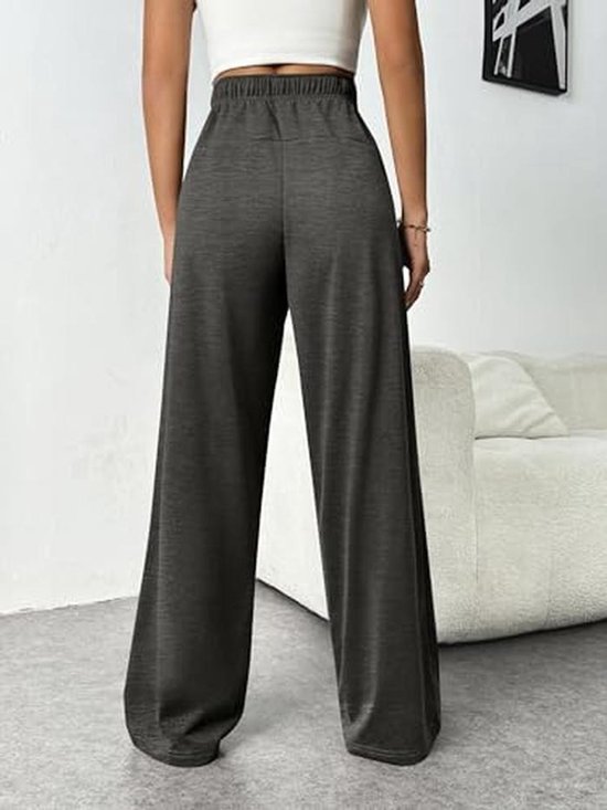 Dames Joggingbroek met Hoge Taille en Wijde Pijpen - Comfortabele Sportbroek — afbeelding 4