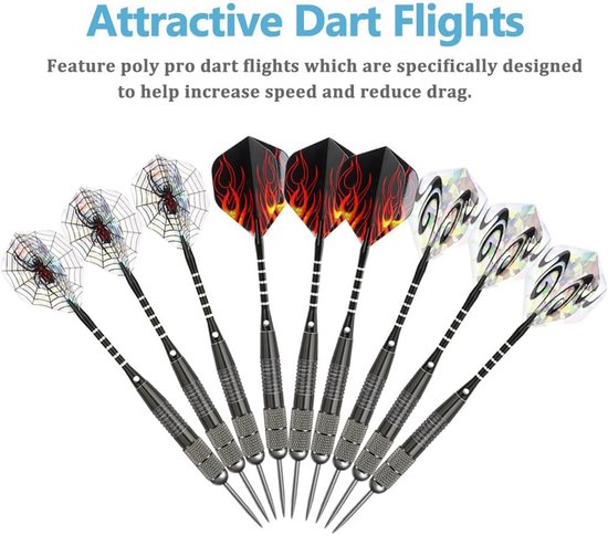 Set van 3 Professionele Dartpijlen met Stalen Tip, 26 Gram, Aluminium Schachten en Vleugels — afbeelding 4