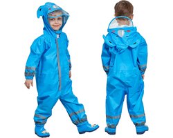 FILOWA Regenjas Kinderen Regenjassen met Capuchon Meisje Jongen Regenkleding Lichtgewicht Overall Waterdicht Regenpak Draagbaar Ademend PVC Transparante Hoed Rand Rits Gesp 3-10 Jaar
