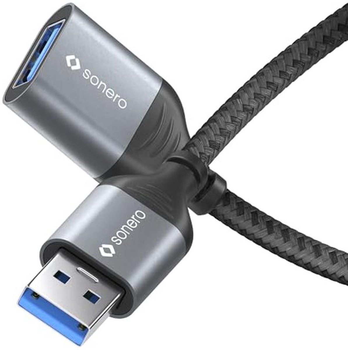 USB-A naar USB-A datakabel 1,00 m - USB 3.0, 5 GB/s, Ruimtegrijs/Zwart