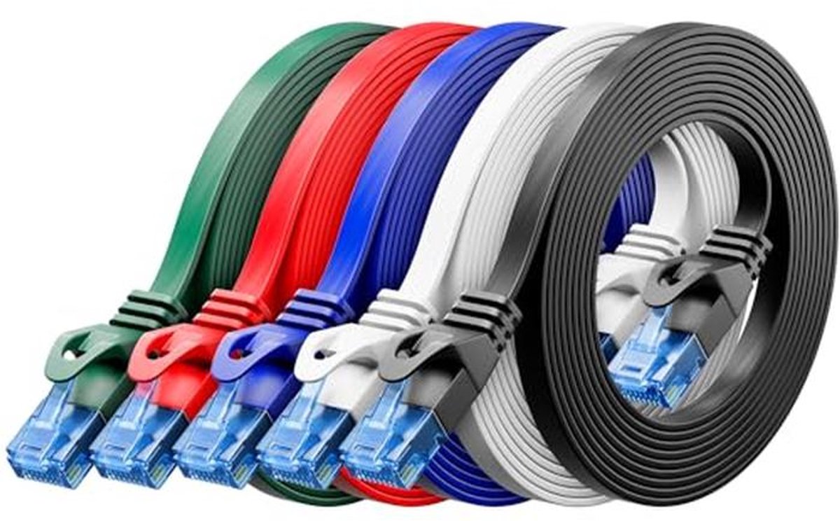 1m CAT6 Flat Netwerkkabel - Gigabit LAN Ethernet Patch Kabel voor Internet Router en Switch - Dunne en Flexibele Kabel - Probleemloos Leggen Onder Laminaat