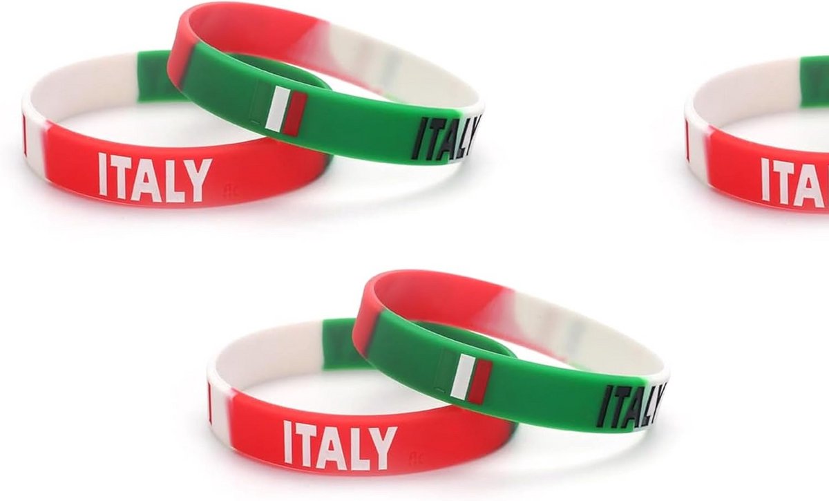 Kleurrijke Siliconen Armbanden met Italiaanse Vlag - Set van 5
