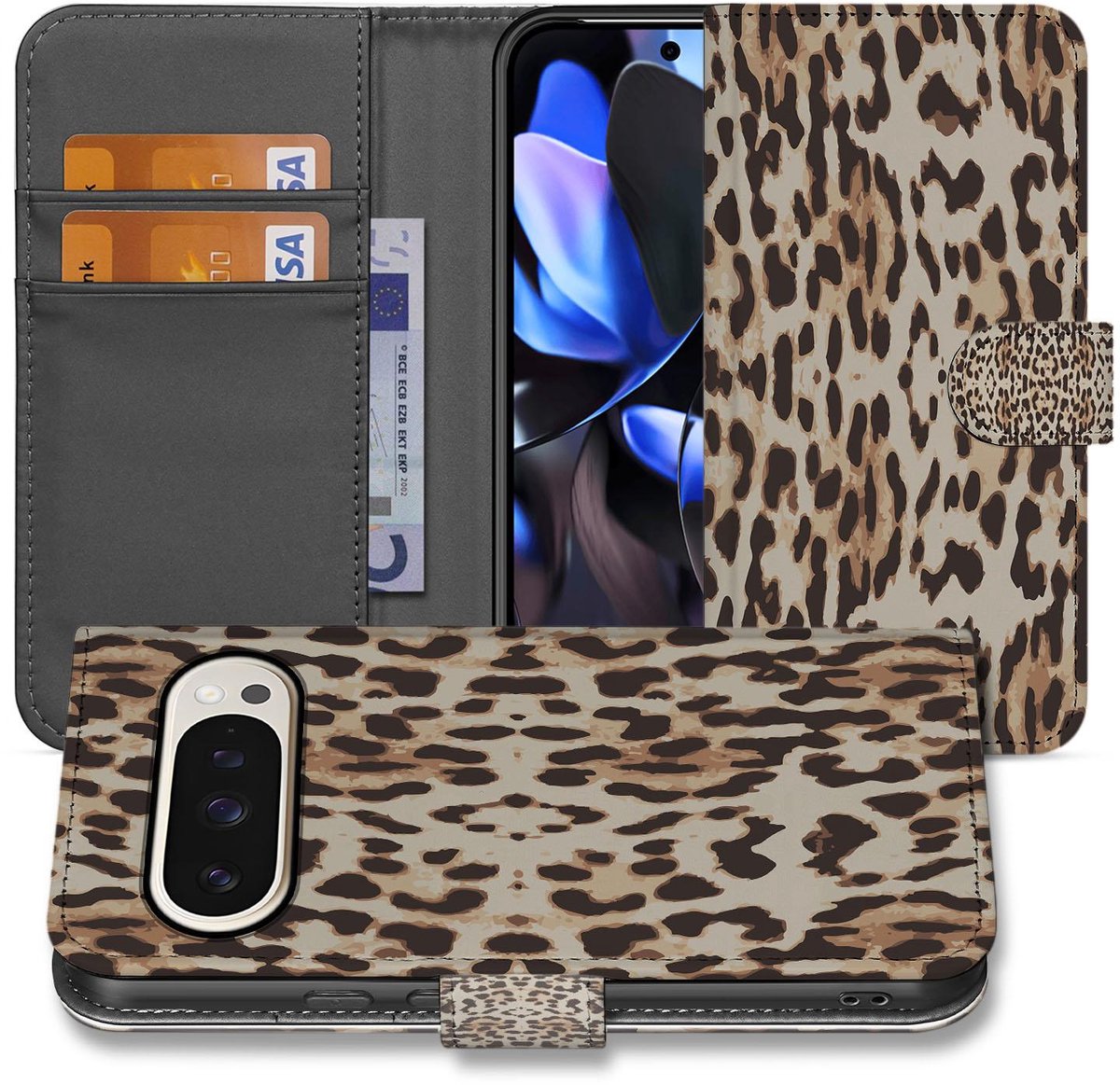 Portemonnee Hoesje Google Pixel 10 Pro Leopard Pasjeshouder Magnetisch