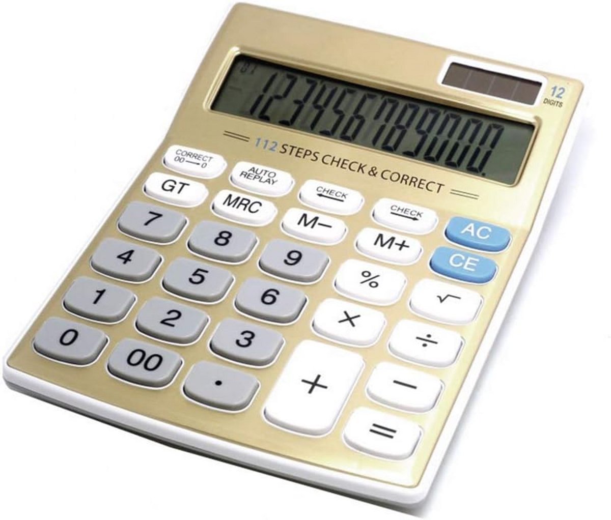 Desktop Calculator met Grote LCD Display en Zonnebatterij - Milieuvriendelijk en Energiezuinig