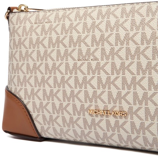 Michael Kors Petit Sac Crossbody / Sac à Bandoulière Femme - Murphy - Imprimé Logo - Vanilla/AcDonker Groenn