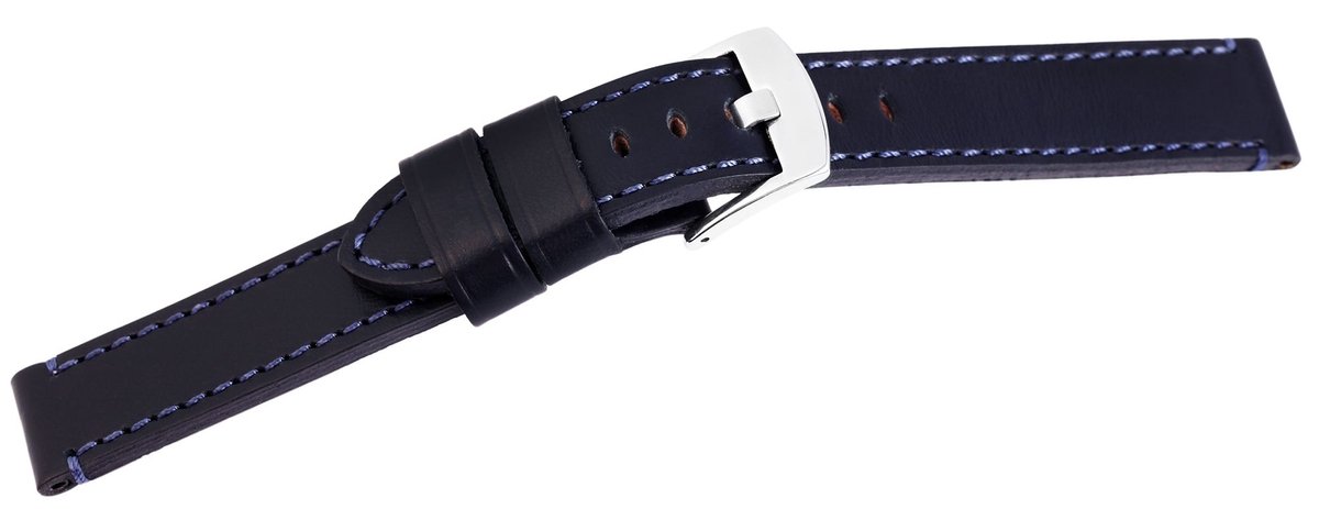 Steinmeister Steinmeister heren vervangende armband LB0039 Horlogeband van echt leer, donkerblauw, XL, 18 mm - 24 mm