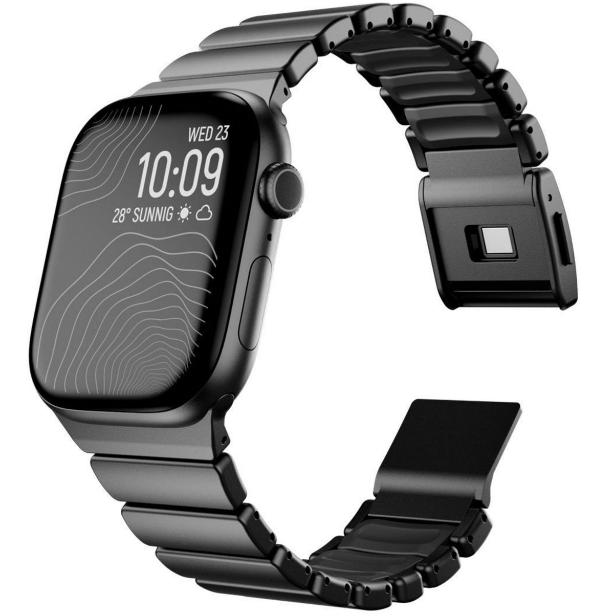 By Qubix - Premium Stainless Steel / Siliconen band - Zwart - Geschikt voor Apple Watch 44mm / 45mm / 46mm / 49mm (Ultra 1,2 en 3)