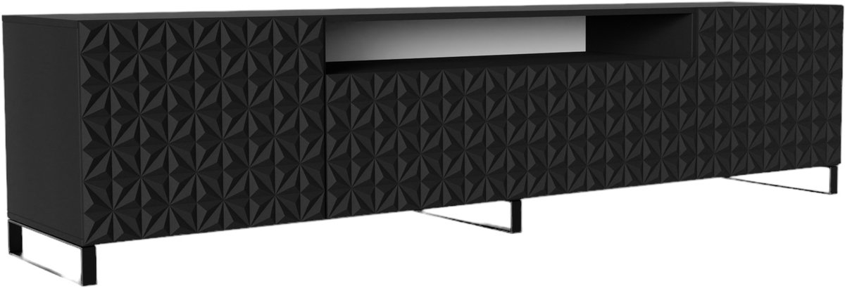 Margaret Hadas24 TV-kast Cali III, woonwand, lowboard, tv-standaard, woonwand, woonkamer, tv-board, woonkamermeubels, televisie, highboard, TV-kast, tv-lowboard, 200 cm, 3 deuren, zwart