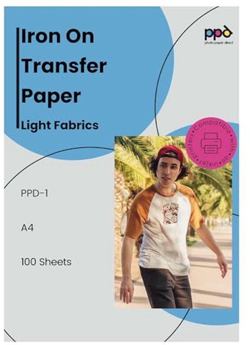 Inkjet Transferpapier voor T-shirts, A4, Geschikt voor Lichte Textiel