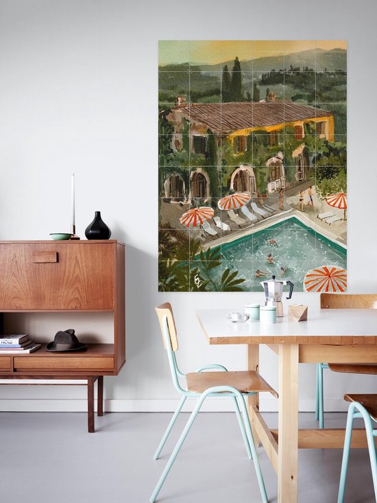 IXXI Secret Villa, Ekaterina Zagorska - 80 x 100 cm - Gratis ophangtool - Grote wanddecoratie en posters - Speels, Illustraties, Kleurrijk