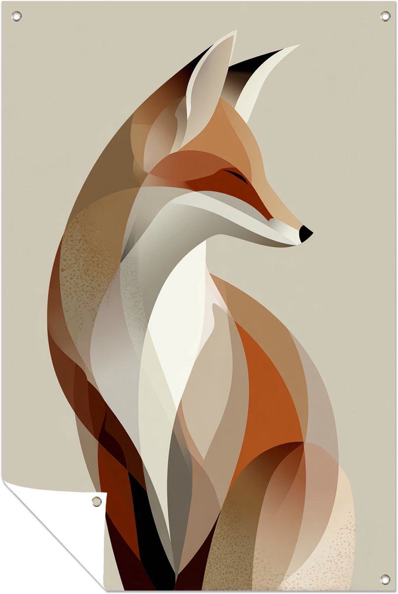 Geometrische vos - Wanddecoratie buiten - Tuinposter - 30x45 cm