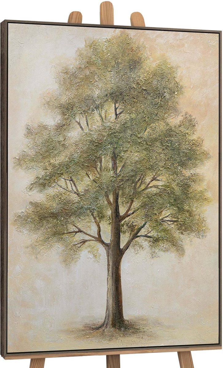 YS Canvas schilderij handgeschilderd tree of contemplation abstract – YS-Art Gallery – Luxe wanddecoratie voor woonkamer – Modern schilderij voor slaapkamer en hal Grey