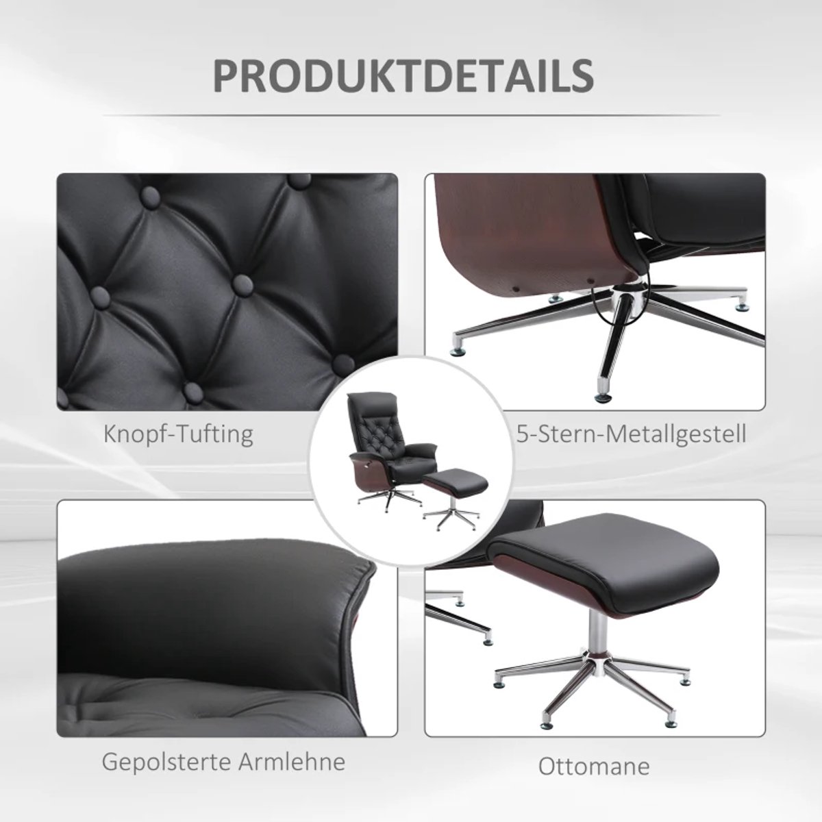 Exoluxe Relaxfauteuil Retro Chesterfield - 360° Draaibaar - afbeelding 2