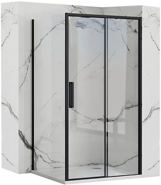 Rea Rapid Slide Black 110 X 90 - 195 cm - Cabine de douche - Rectangulaire - Zwart